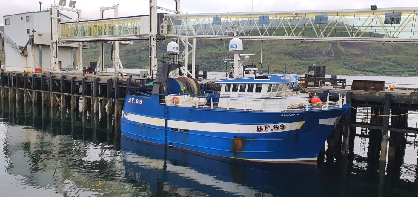 Fishing vessel Aquarius, into land, at Ullapool