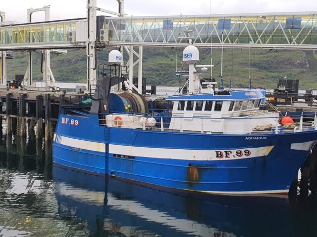 Fishing vessel Aquarius, into land, at Ullapool
