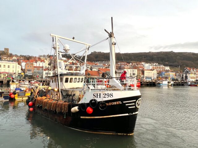 Fishing vessel Carousel, In Scarborough, at Scarborough, Feb 2023
