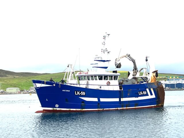 Fishing vessel Arcturus, On the move, at Lerwick, June 2026