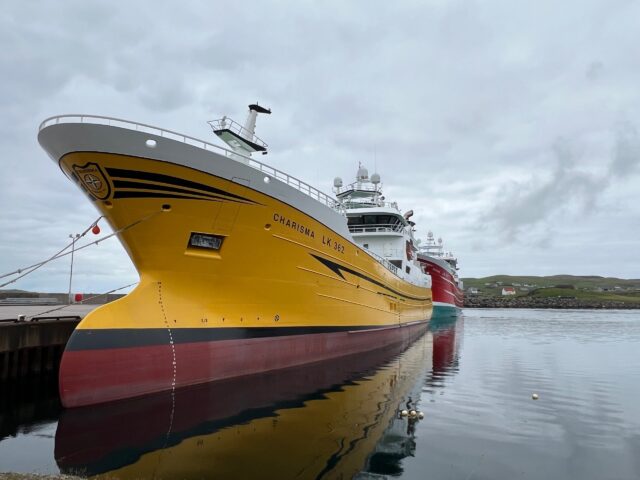 Fishing vessel Charisma, Laid Alongside, at Symbister
